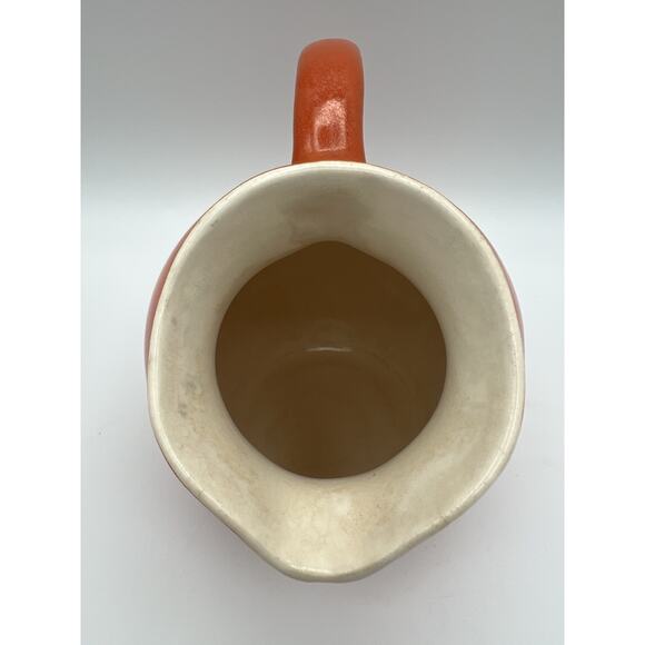 Orange Round Tilted Ball Ceramic Pitcher Jug 6” Vintage MCM - Picture 5 of 13
